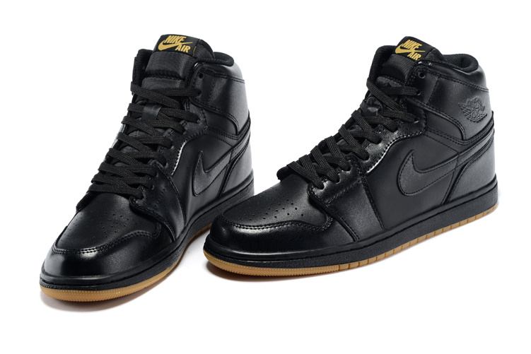 2015 Nike Air Jordn 1 Retro High OG Black Yellow Shoes - Click Image to Close